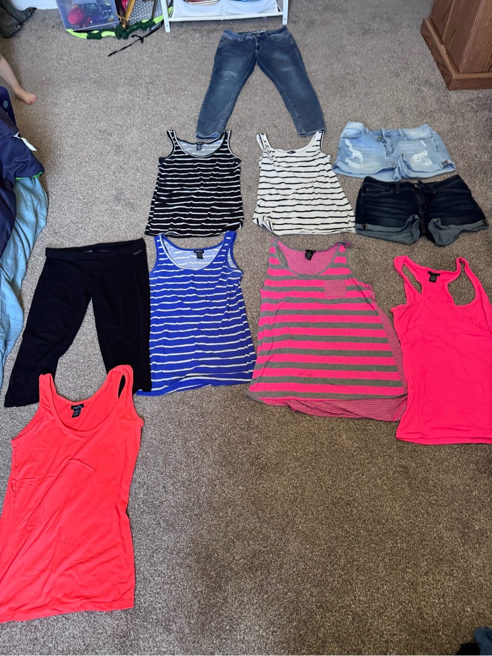 Rue21 womens Assorted Tank Tops in Neon Pink, Blue, Black & Stripes